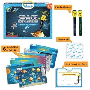 Skillmatics Write and Wipe Activity Mats – Space Explorers