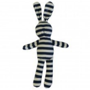 Soft Cotton Striped Jersey Bunny – Navy – Jethro 28cm
