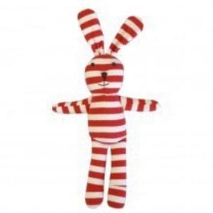Soft Cotton Striped Jersey Bunny – Red – Peta 28cm