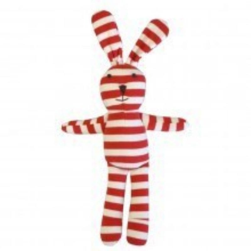 Soft Cotton Striped Jersey Bunny – Red – Peta 28cm