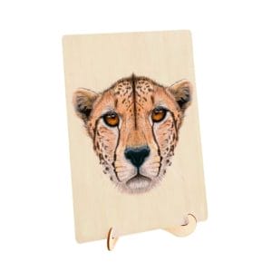 wooden cheetah jigsaw puzzle with shaped pieces