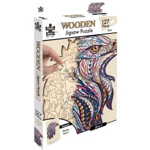wooden eagle jigsaw puzzle with shaped pieces
