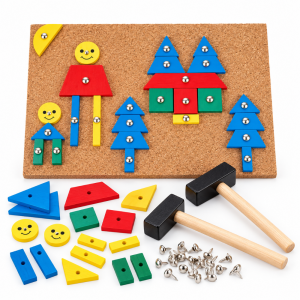 Kaper Kidz Tap a Shape wooden hammer and cork board activity set