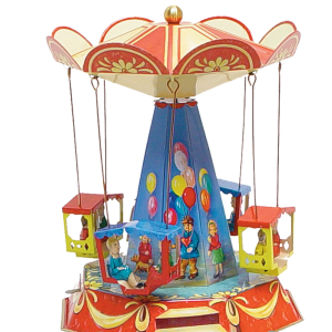 Nürnberger Antique Flying Boat Carousel German tin toy by Josef Wagner