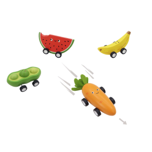 Kaper Kidz Wooden Pull Back Fruit and Veggie Car