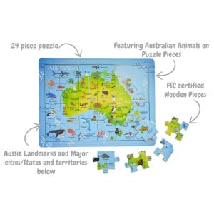Koala Dream Wooden Jigsaw – 24 Pieces – Australian Map
