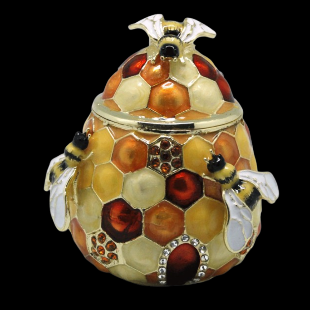 Deva Bee Hive jewelled enamel trinket box