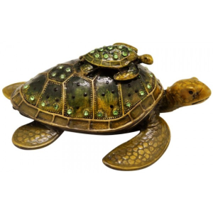 Deva Turtle Family jewelled trinket box with turtle and baby