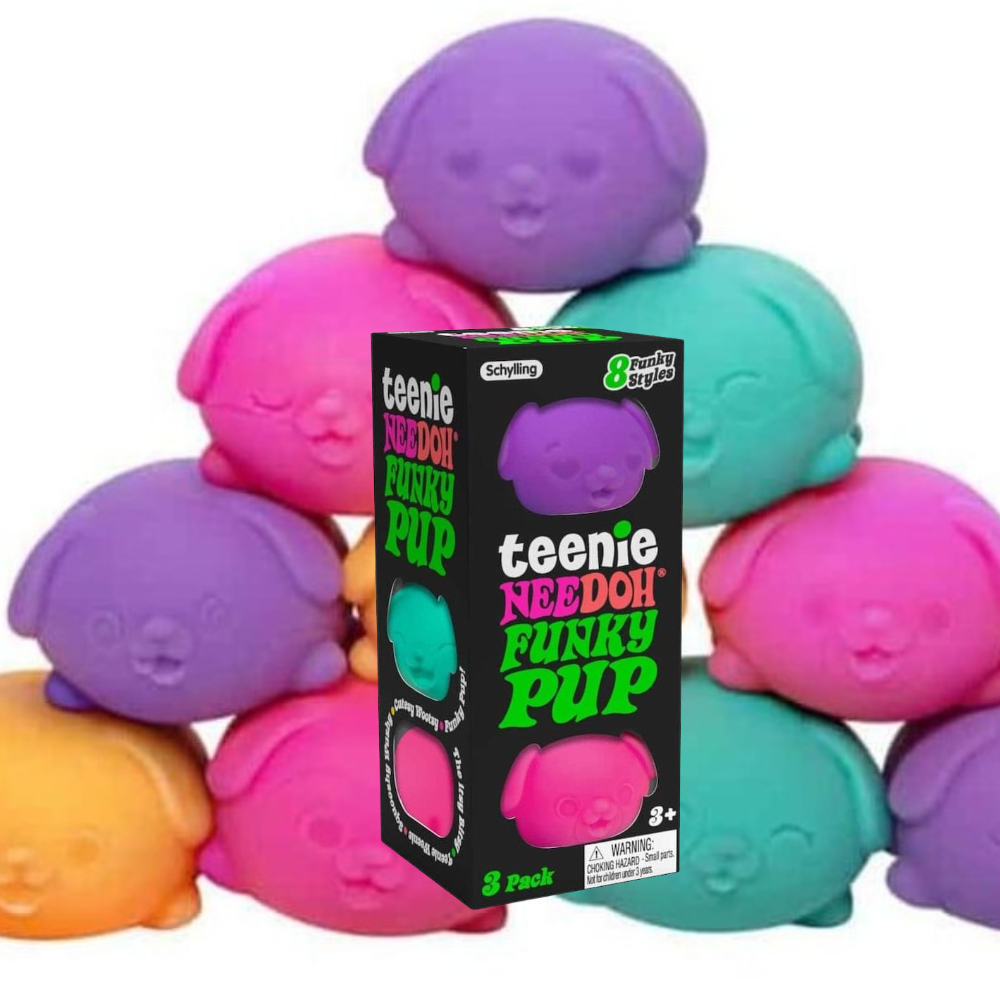 Schylling Teenie NeeDoh Funky Pup 3 Pack sensory squishy toys
