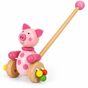 Kaper Kidz wooden push along pig toddler toy