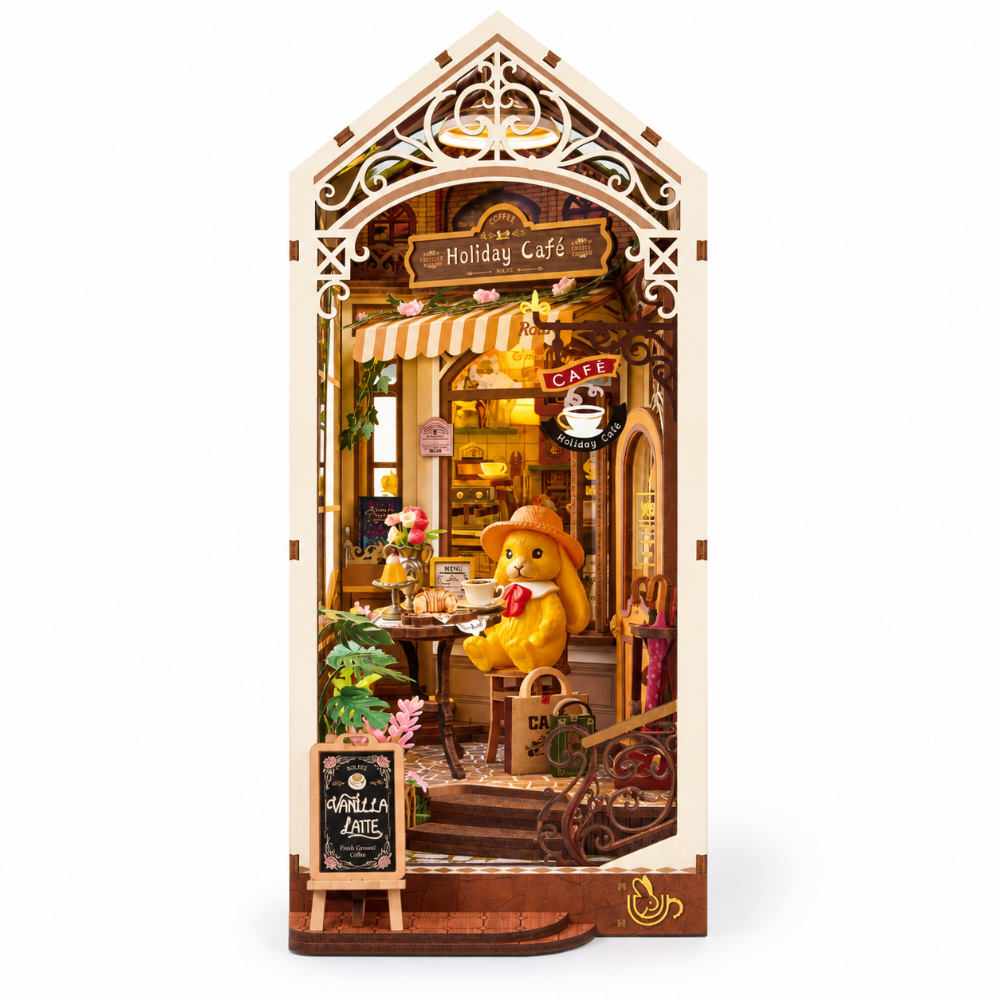 Rolife Holiday Cafe TGB15 illuminated DIY book nook kit