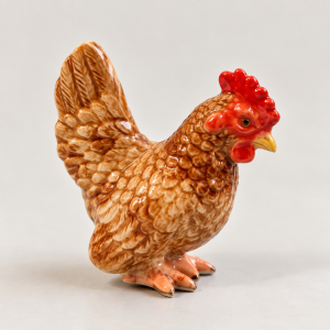 TMT Imports brown hen ceramic figurine with red comb