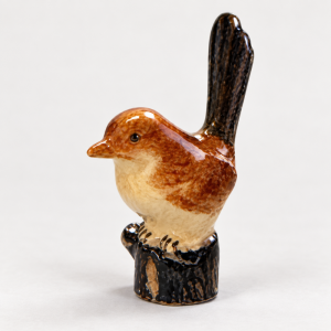 TMT Imports female wren ceramic figurine with brown body and dark tail