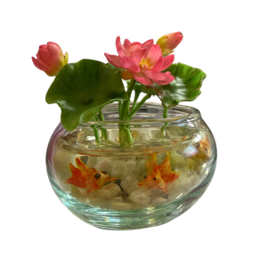 TMT Imports lotus flower and fish glass bowl ornament