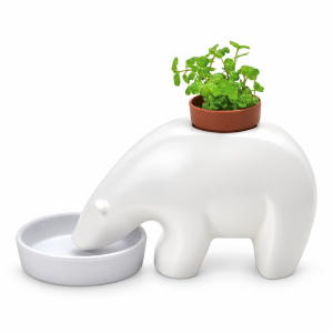 Polar Bear Mint Planter with Water Dish